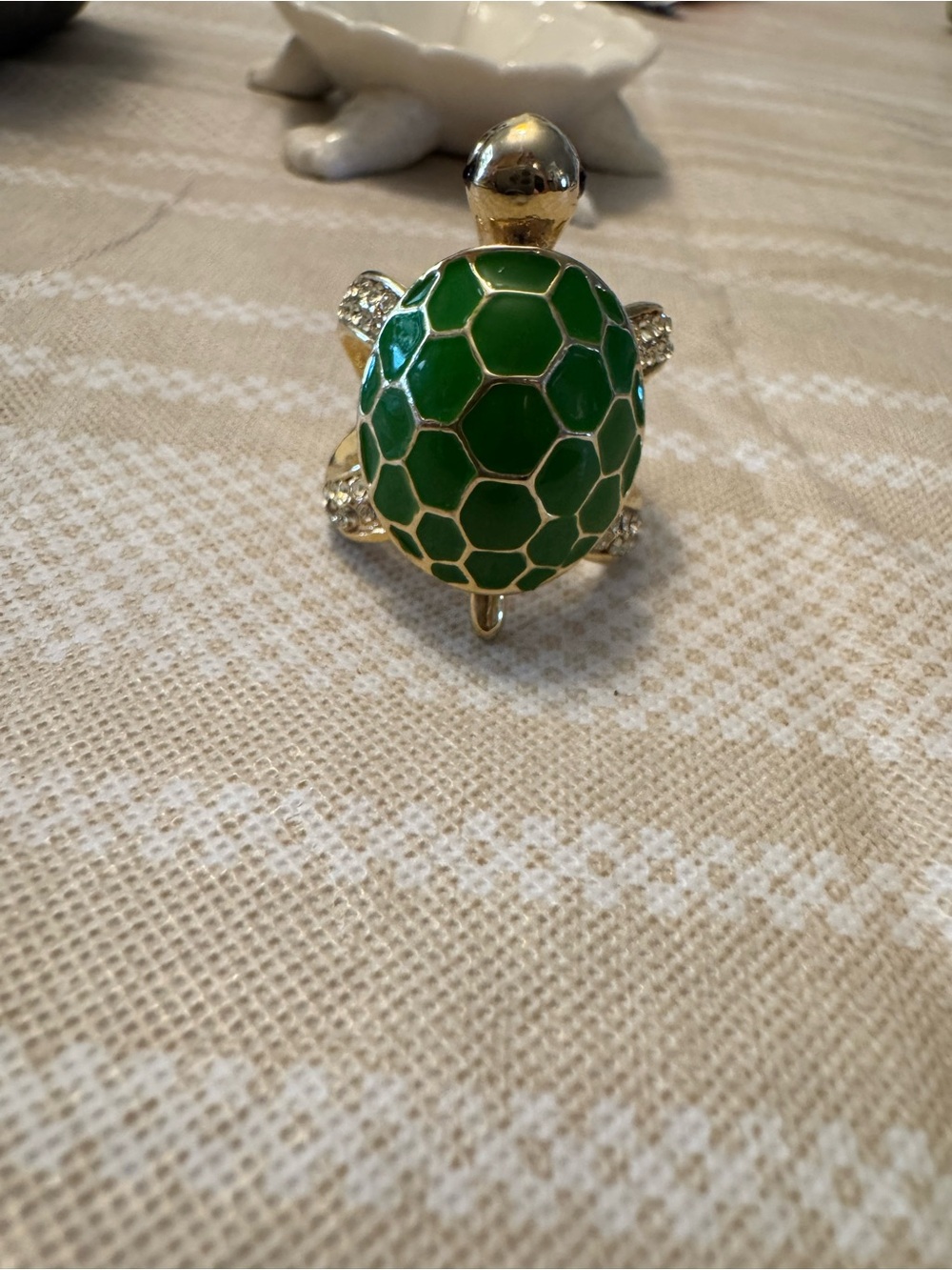 Green and Gold Turtle Ring